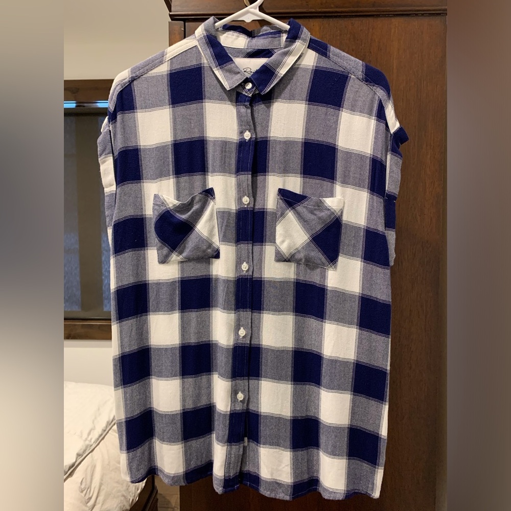 Rails Navy and White Blouse